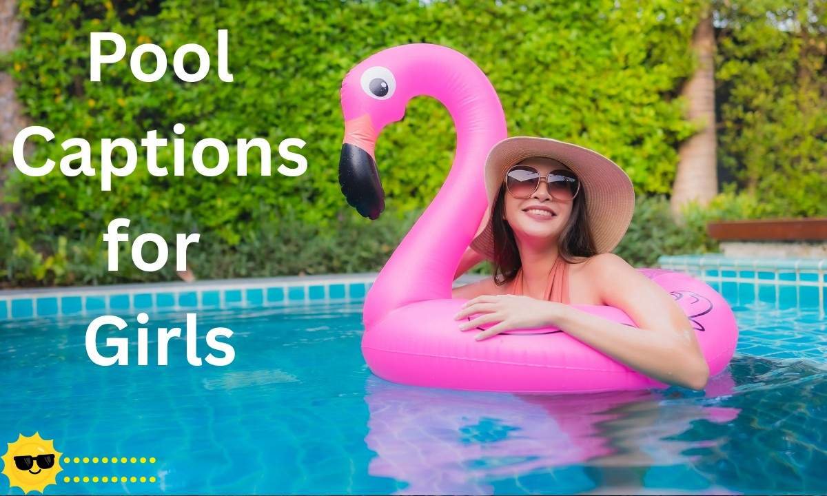 A stylish girl enjoying the pool on a sunny day, perfect for fun and trendy Instagram captions.